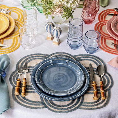 Juliska Melamine Berry & Thread 11" Dinner Plate Set/4 - Ocean or Seagrass Dinnerware Juliska