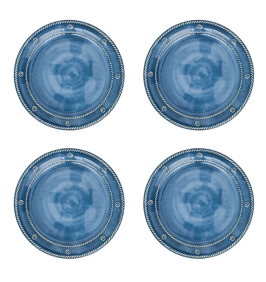 Juliska Melamine Berry & Thread 9" Dessert/Salad Plate Set of 4 - Ocean or Seagrass Dinnerware Juliska
