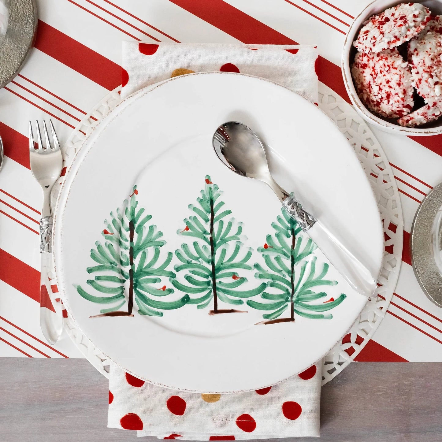 Vietri Lastra Holiday Four Piece Place Setting Dinnerware VIETRI