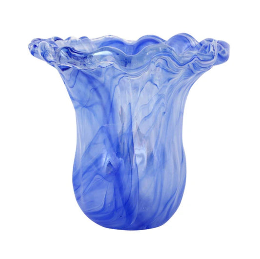 Vietri Onda Glass Tulip Vase - Small Cobalt Vase VIETRI