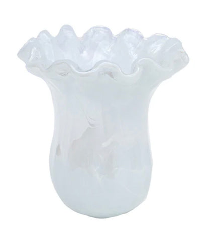Vietri Onda Glass Tulip Vase - Small White Vase VIETRI