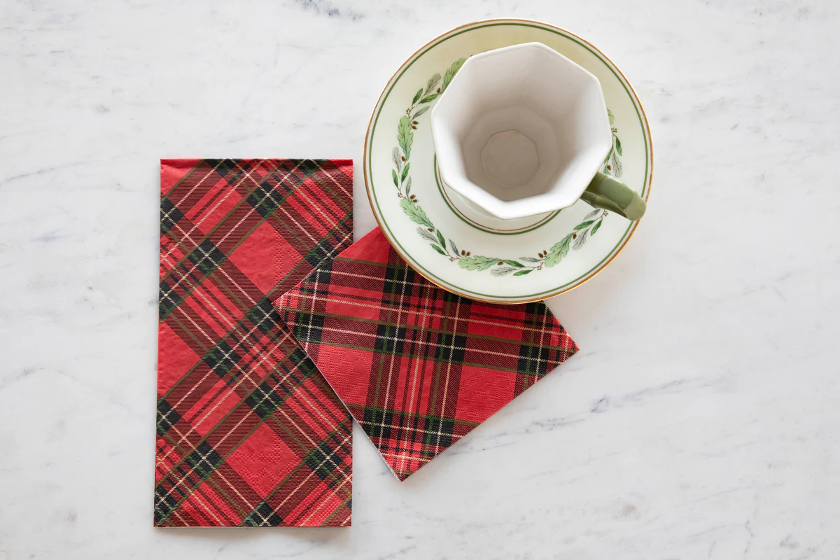 Hester and Cook Red Plaid Guest Napkin - pack of 16 Linens and placemats Hester and Cook