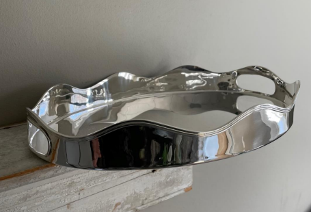 Hotel Silver Oval Scalloped Tray