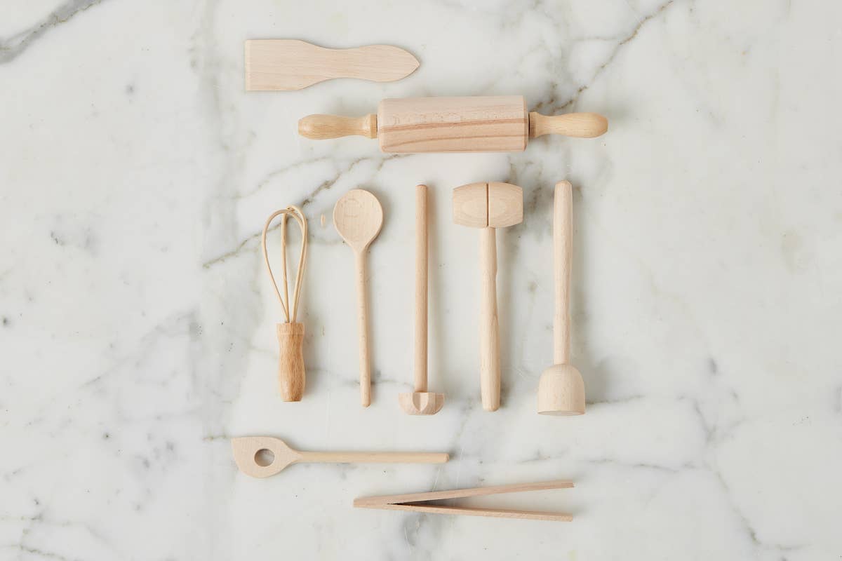 Children's Mini French Beechwood Cooking Tool Set of 9 Kitchen Tools etúHOME
