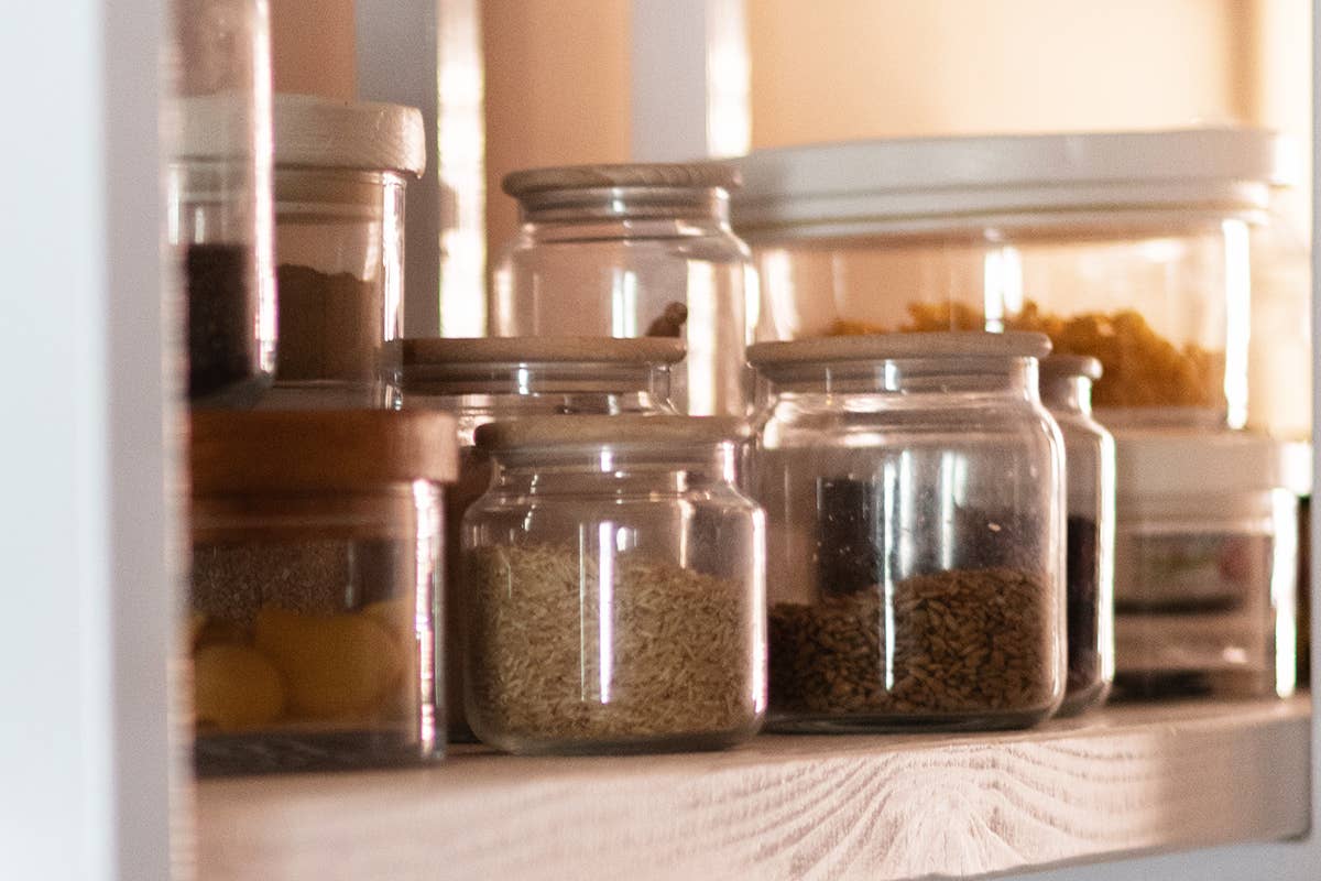 Glass Dry Goods Canister, Wood Lid, Large Storage & Organization etúHOME