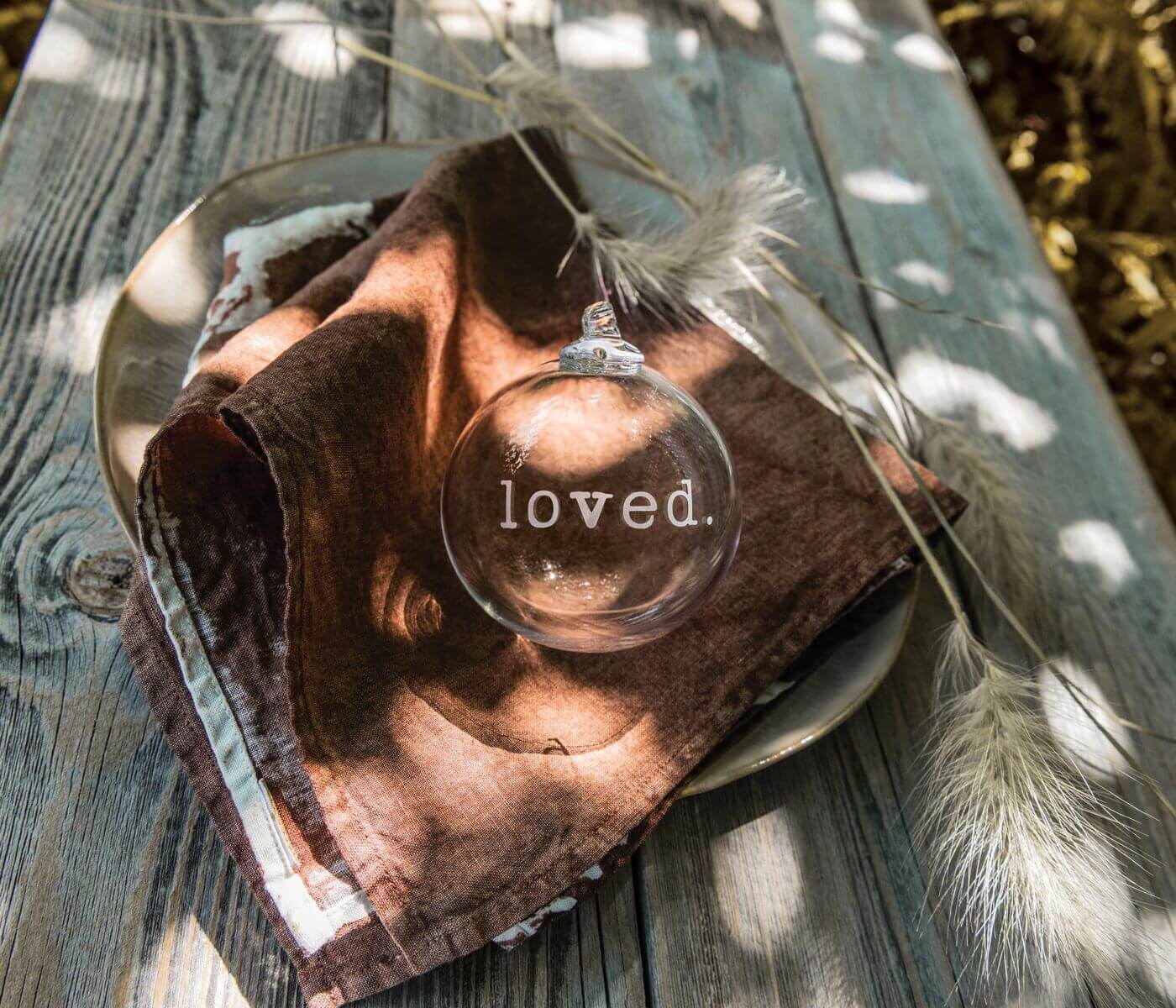 Engraved "Loved" Round Ornament in Gift Box  Simon Pearce