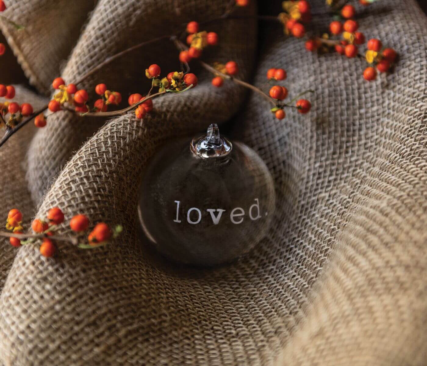 Engraved "Loved" Round Ornament in Gift Box  Simon Pearce