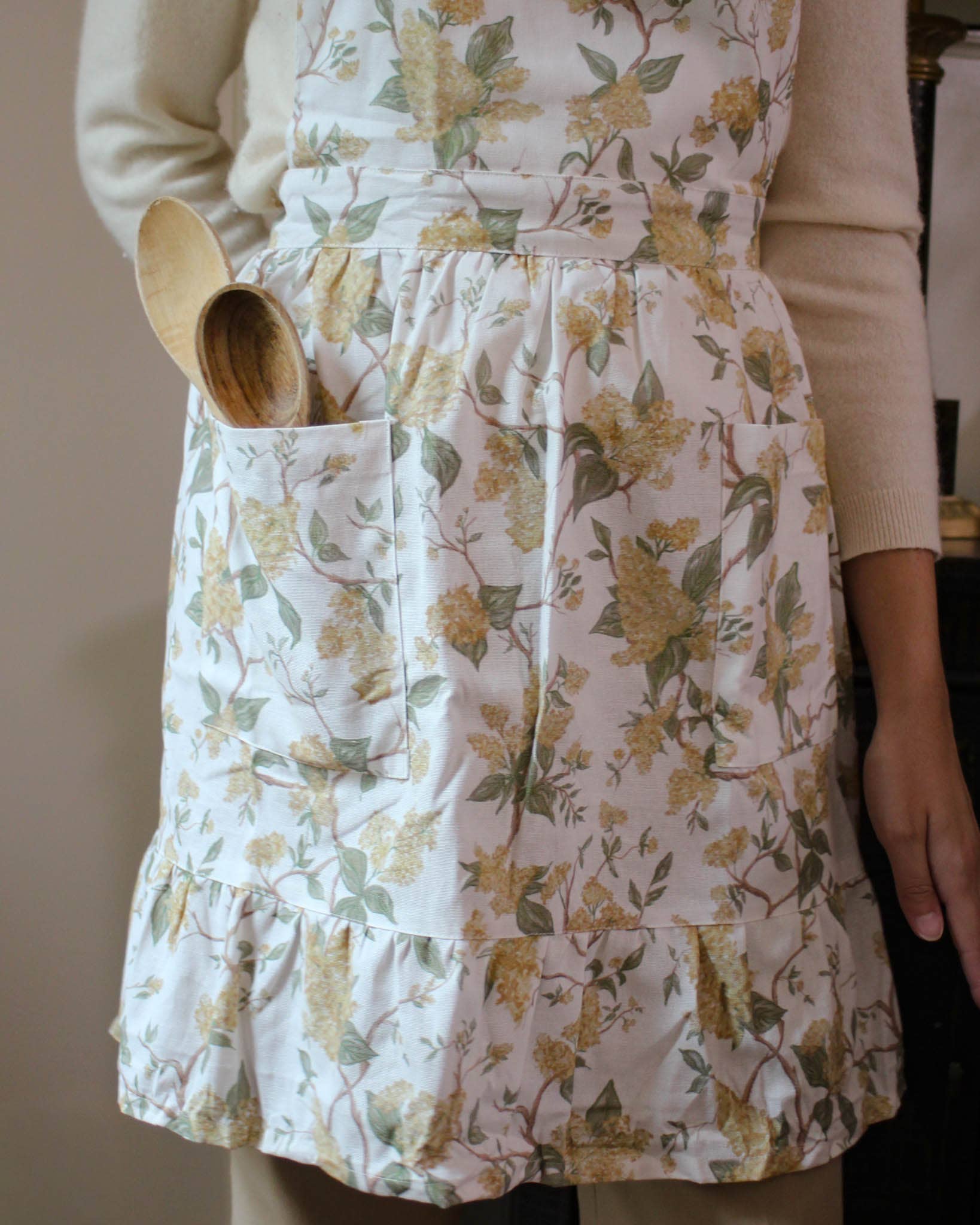 Hyacinth Linen Floral Apron Dress: Marigold Apron Willamere