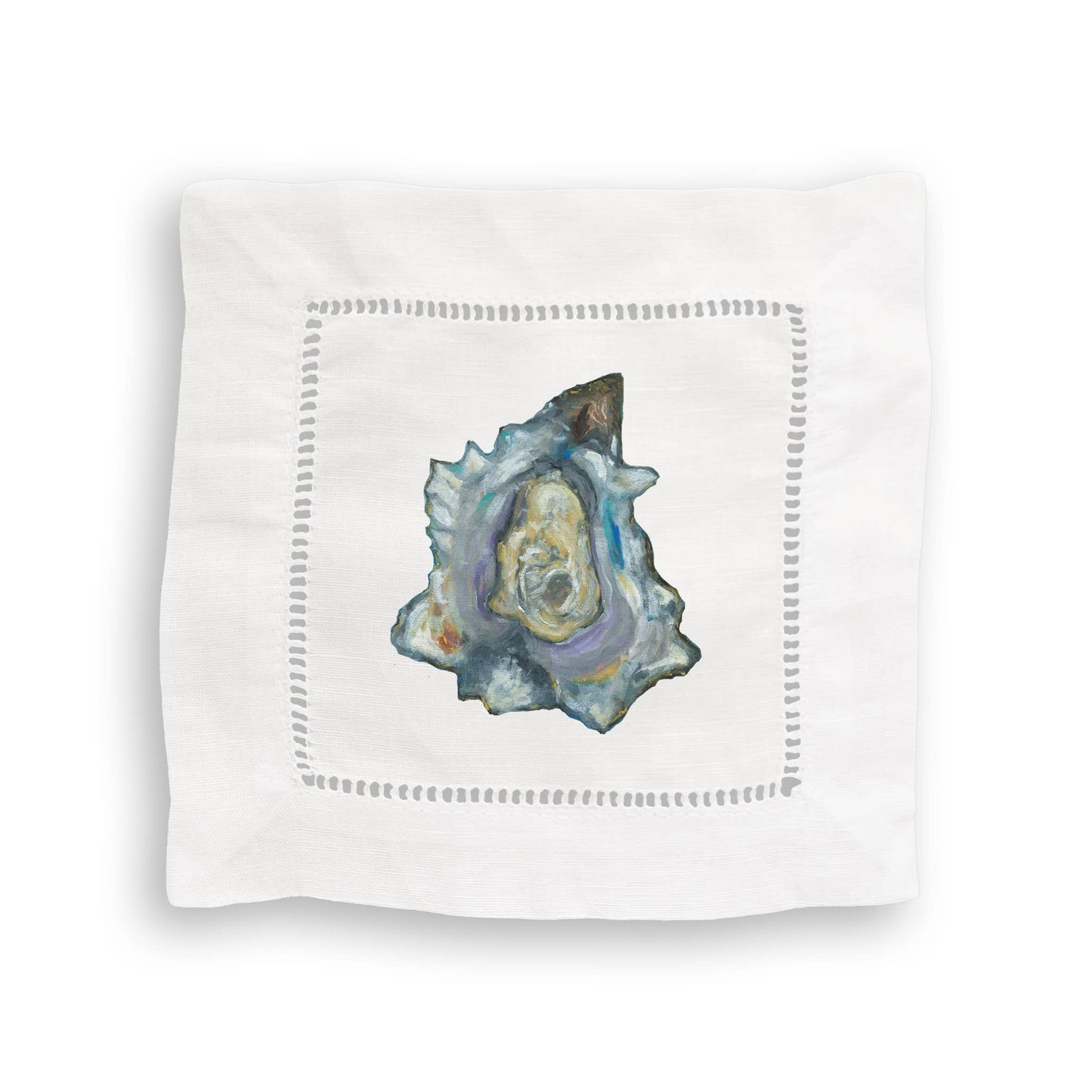 Mixed Oysters Linen Cocktail Napkin Set of 4 Napkins French Graffiti