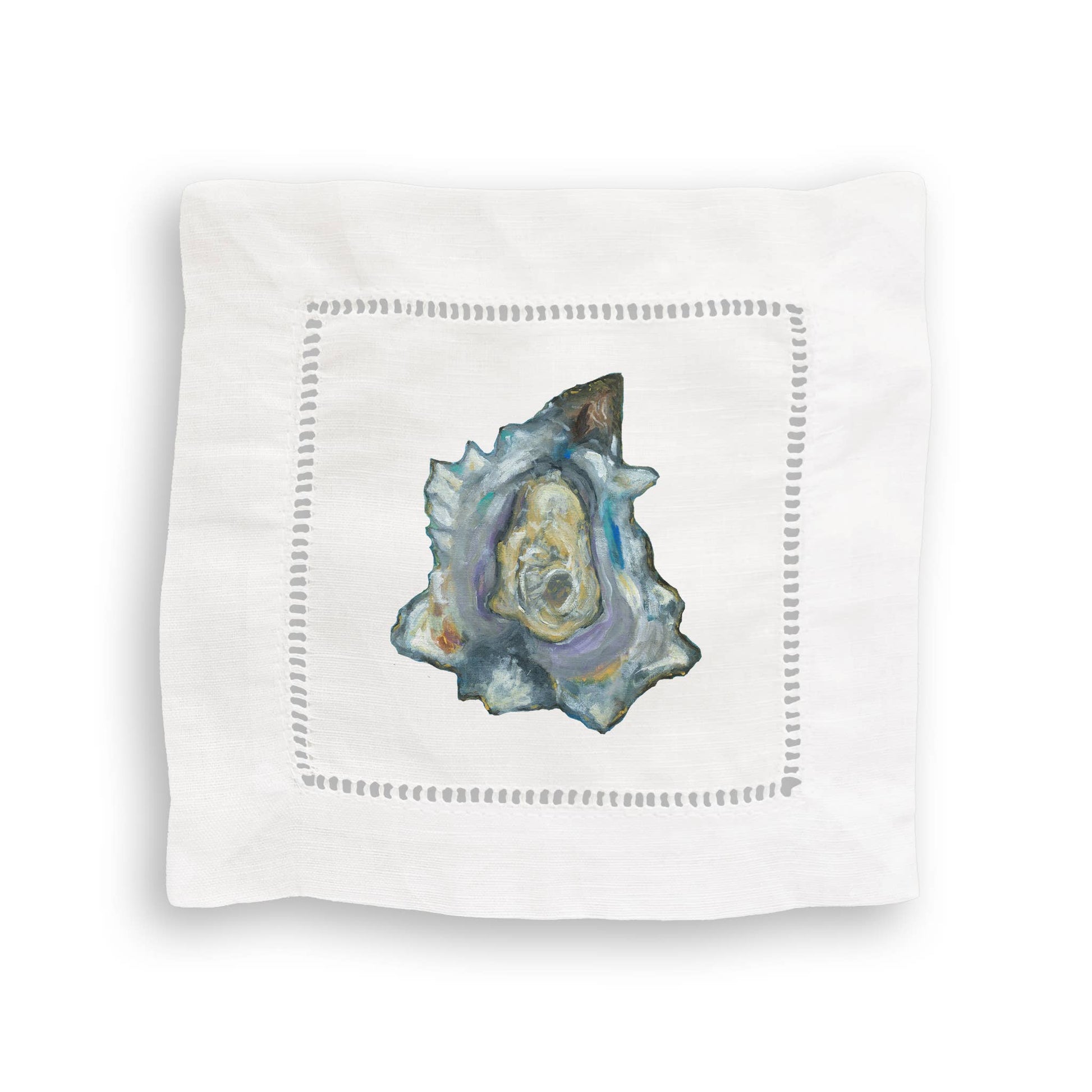 Mixed Oysters Linen Cocktail Napkin Set of 4 Napkins French Graffiti