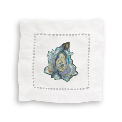 Mixed Oysters Linen Cocktail Napkin Set of 4 Napkins French Graffiti
