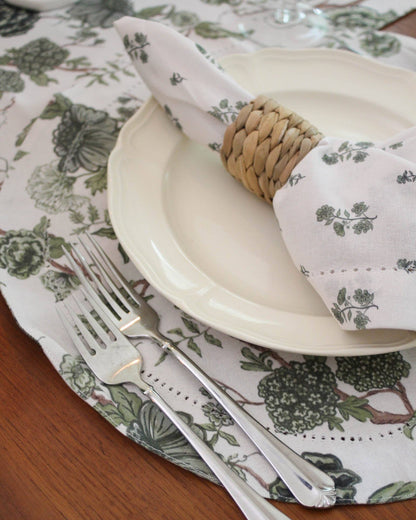 Florence Floral Round Placemats, Set of Four: Fern Linens and placemats Willamere