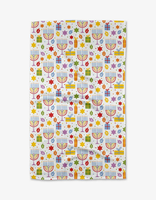 Hanukkah Oh Hanukkah Tea Towel Linens and placemats Geometry