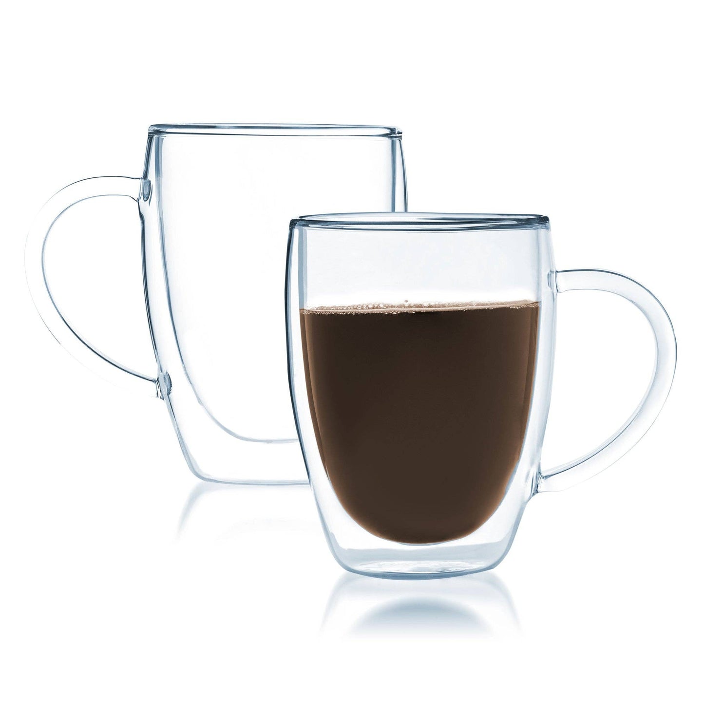 Bistro Double Wall Glass Mug with Handle - 12oz. Drinkware Stone + Lain