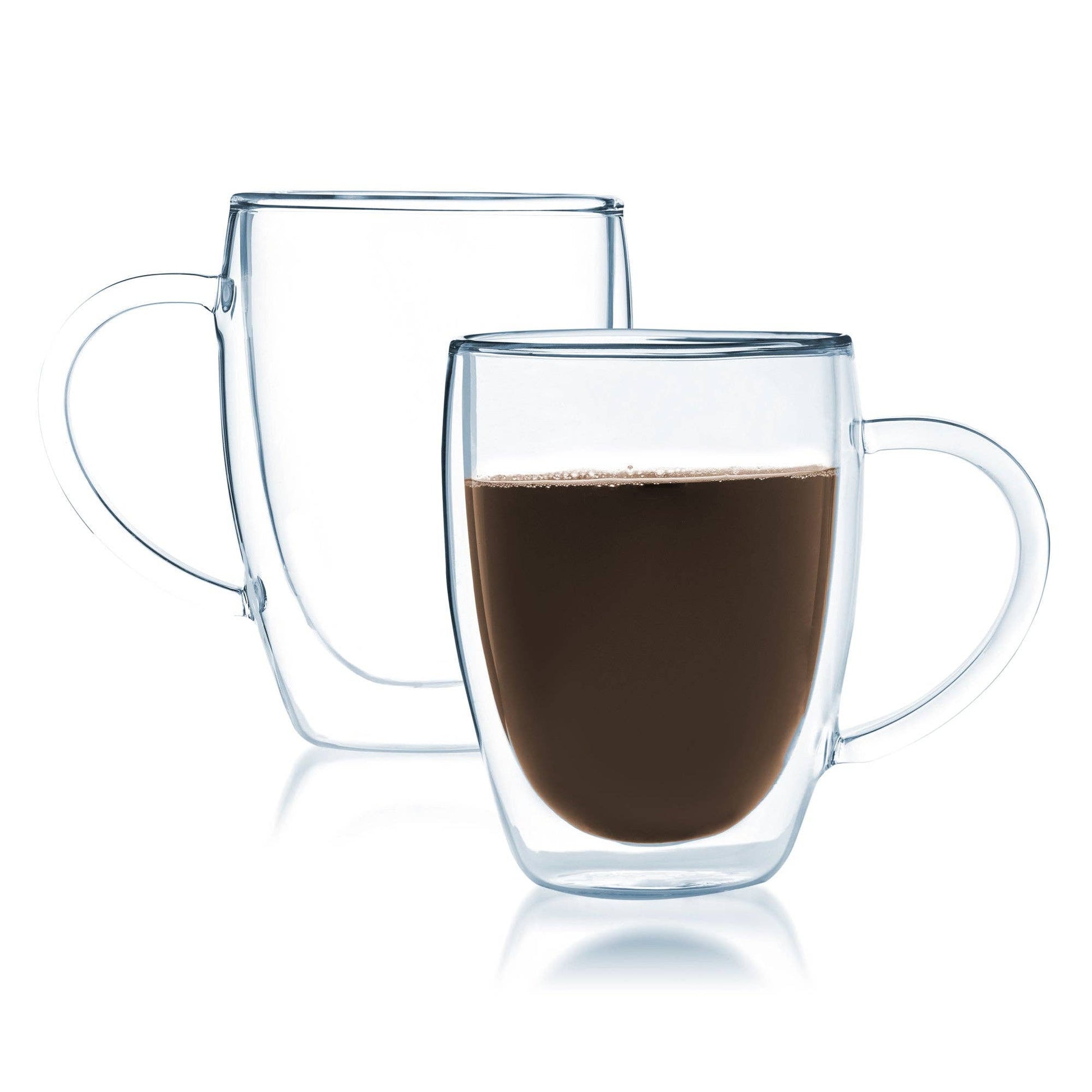 Bistro Double Wall Glass Mug with Handle - 12oz. Drinkware Stone + Lain