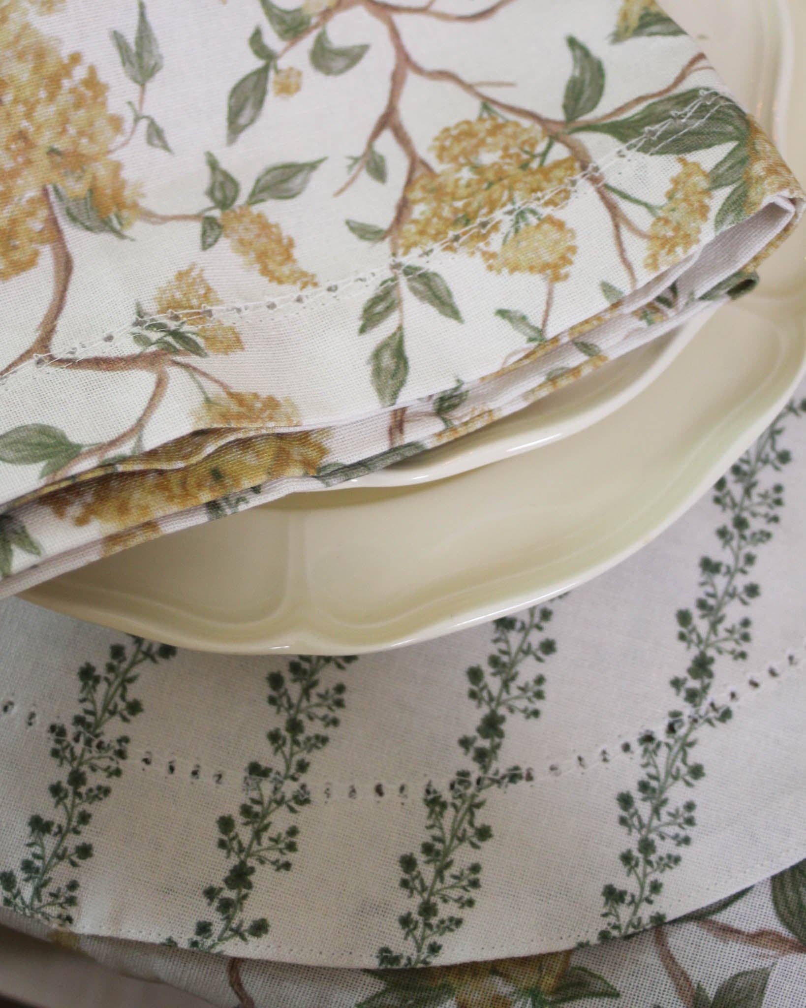 Hyacinth Floral Dinner Napkin Set of Four: Marigold Linens and placemats Willamere