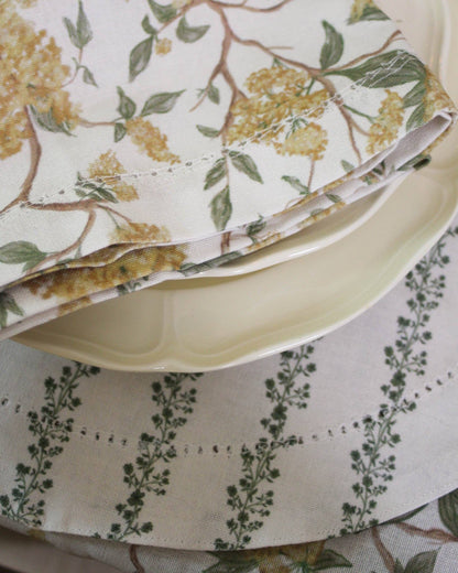 Hyacinth Floral Dinner Napkin Set of Four: Marigold Linens and placemats Willamere