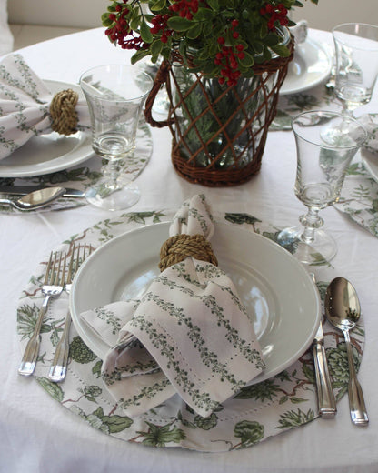 Florence Floral Round Placemats, Set of Four: Fern Linens and placemats Willamere
