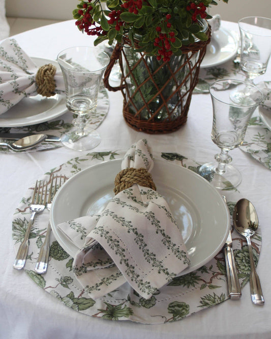 Florence Floral Round Placemats, Set of Four: Fern Linens and placemats Willamere