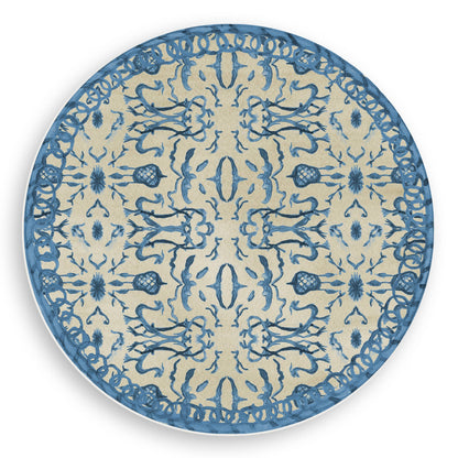 Blue & Tan Chinoiserie Reversible Vinyl Round Placemat Placemats French Graffiti