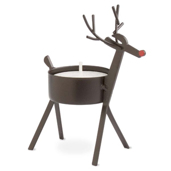 Bronze Reindeer Tealight Holder Holiday TAG