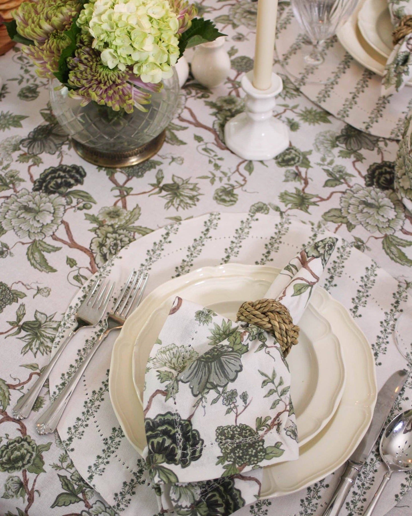 Florence Floral Napkins Set of Four: Fern Linens and placemats Willamere