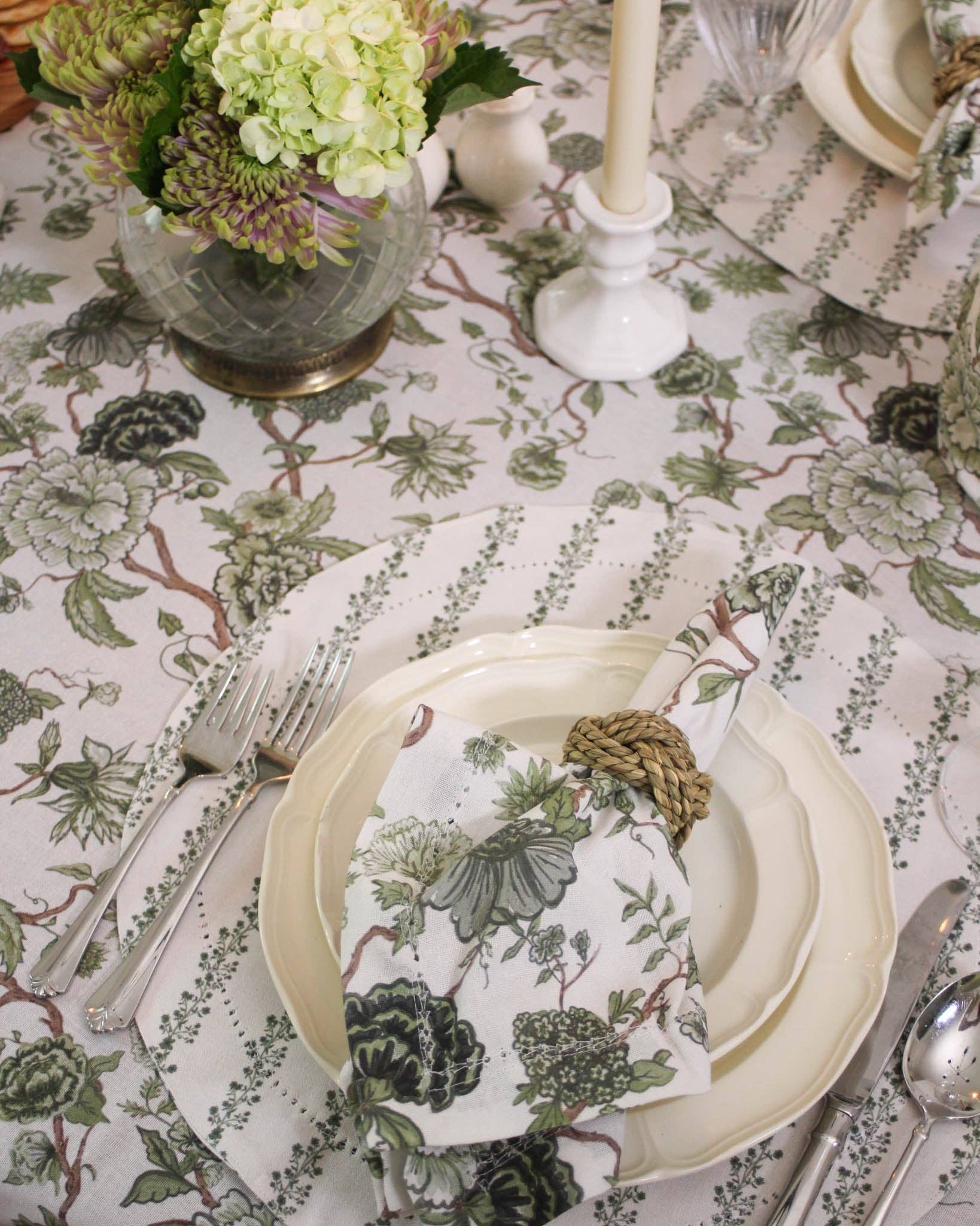 Florence Floral Napkins Set of Four: Fern Linens and placemats Willamere