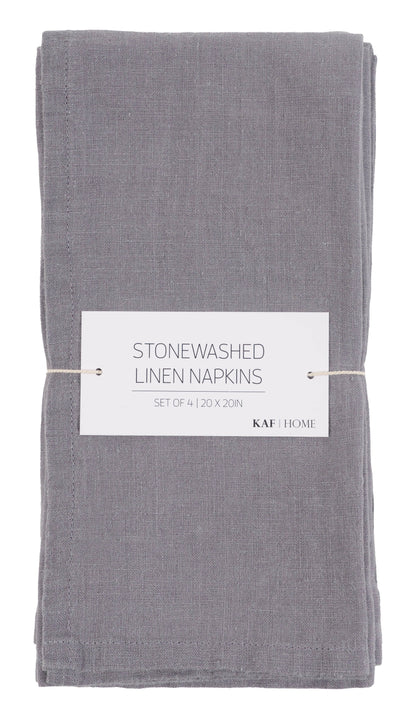 KAF Home 100% Stone Washed Linen Napkins-Set Of 4, 20" x 20": Ochre