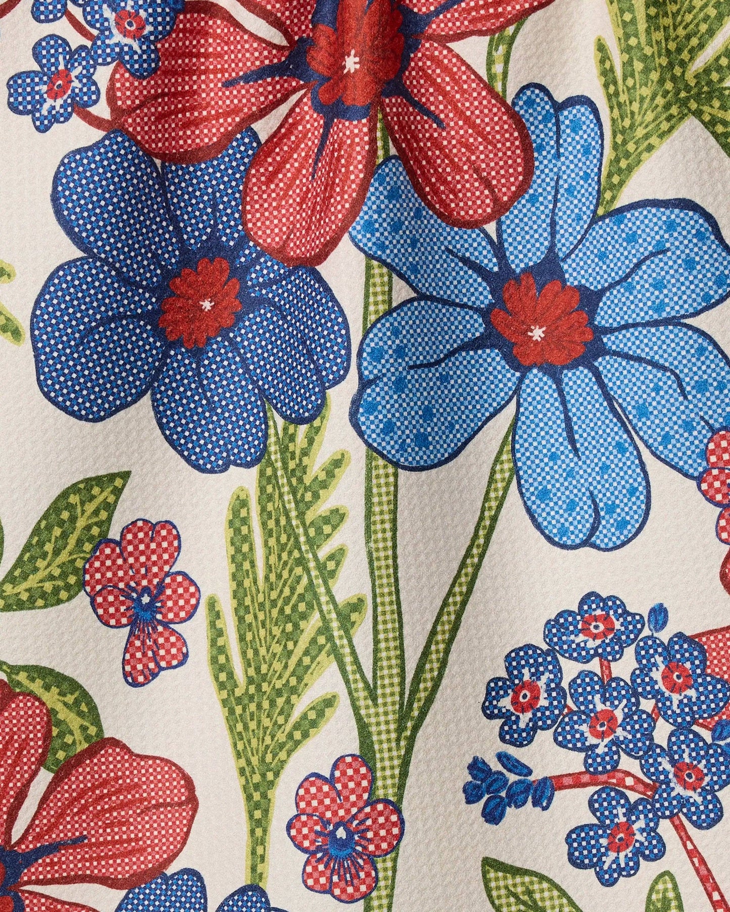 Plaid Floral Tea Towel Geometry