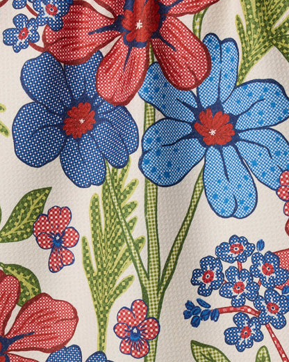 Plaid Floral Tea Towel Geometry