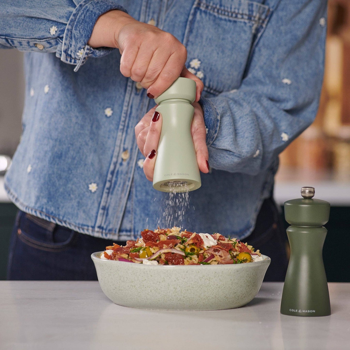 Cole & Mason Kenton Interchangeable Salt & Pepper Mill - Sage Kitchen Tools DKHB [Zyliss, Cole & Mason, Swissmar, AdHoc, Ken Hom]