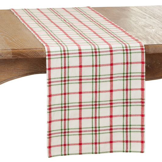 Plaid Runner - Adds Flair to Everyday Meals: Red/Green / 13"x72" Holiday Saro Lifestyle