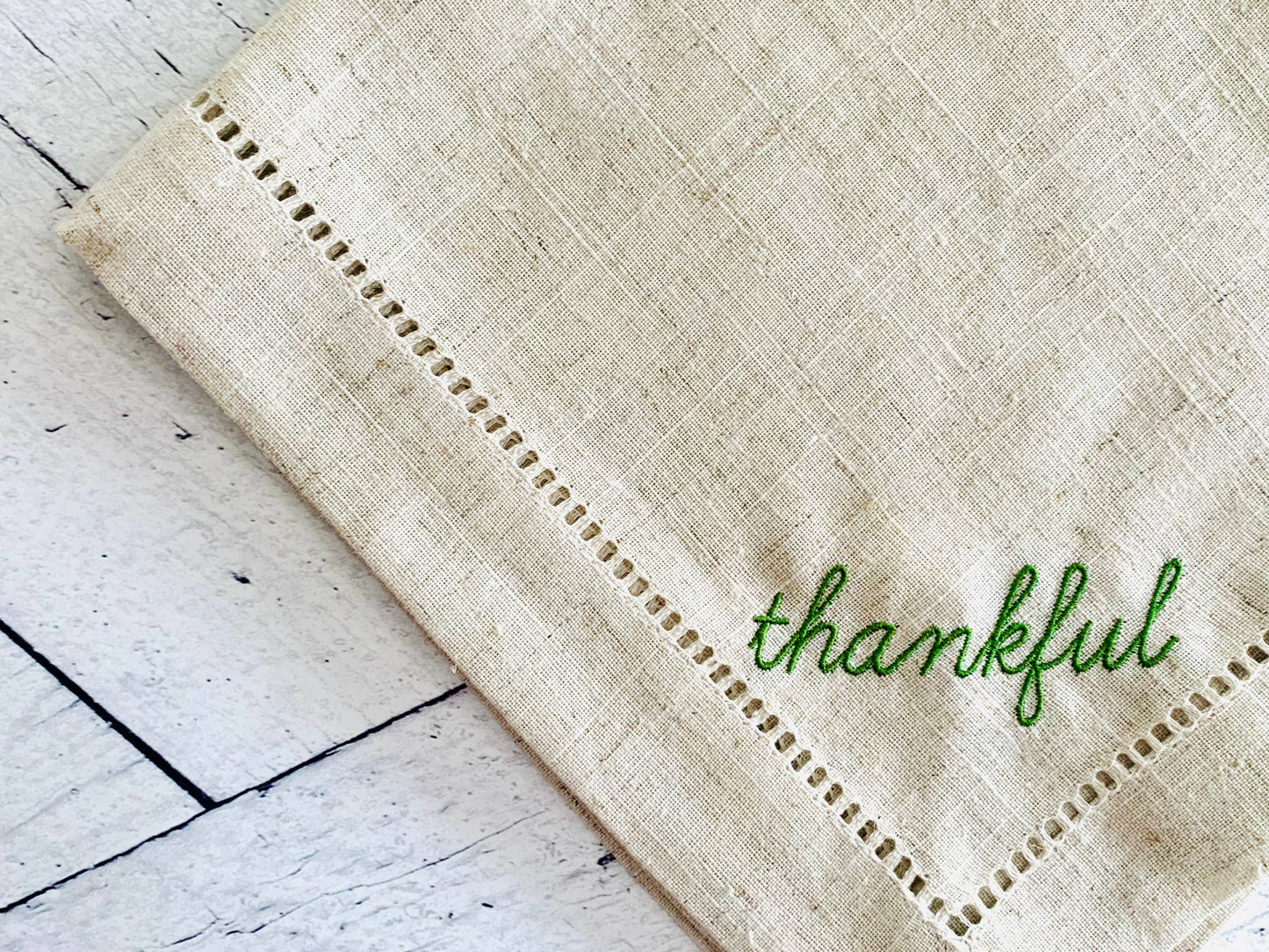 Thankful Cloth Napkins - Set of 4 - Moss Napkins Dot and Army