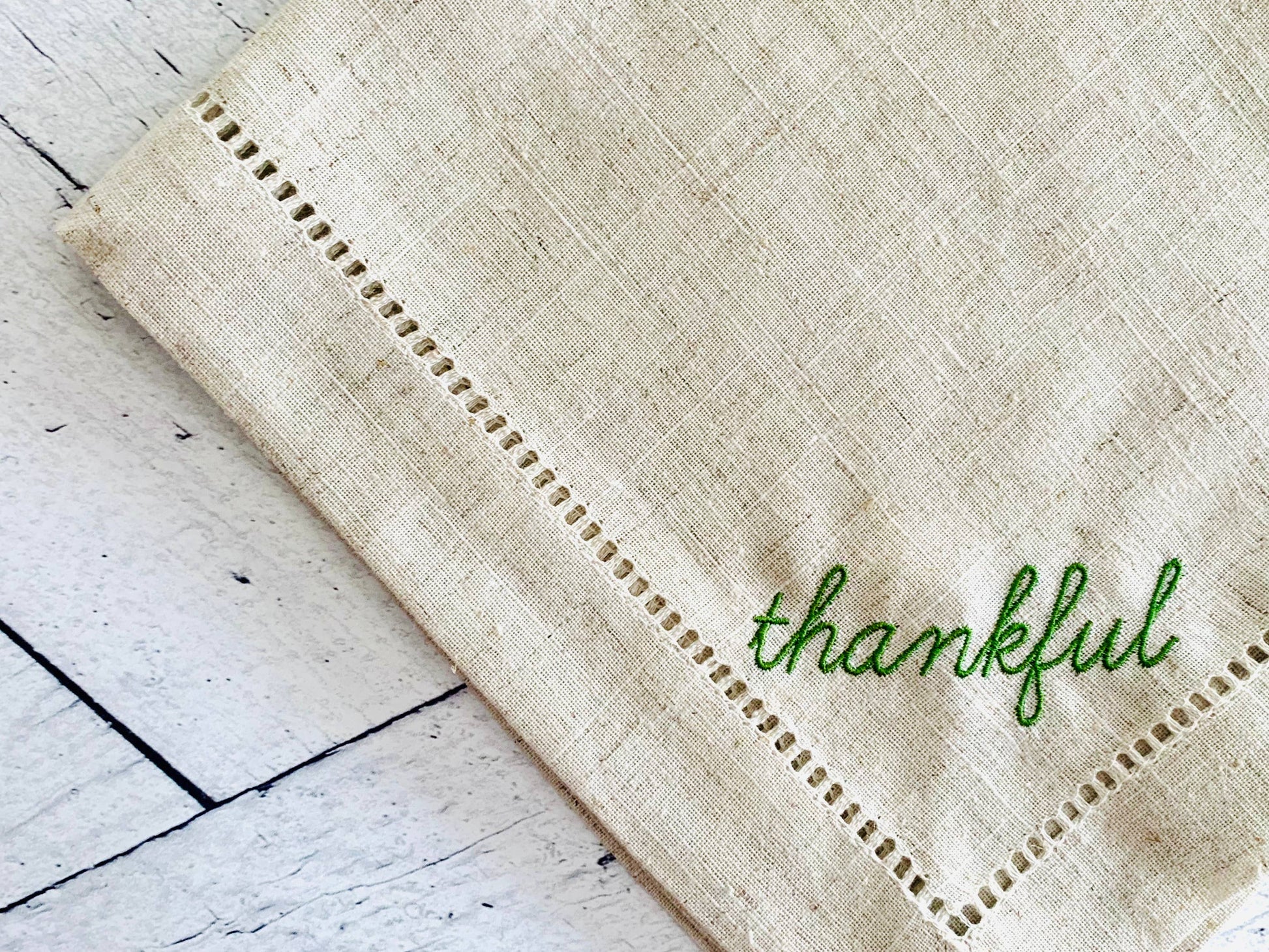 Thankful Cloth Napkins - Set of 4 - Moss Napkins Dot and Army