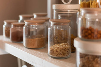 Glass Dry Goods Canister, Wood Lid, Small Storage & Organization etúHOME