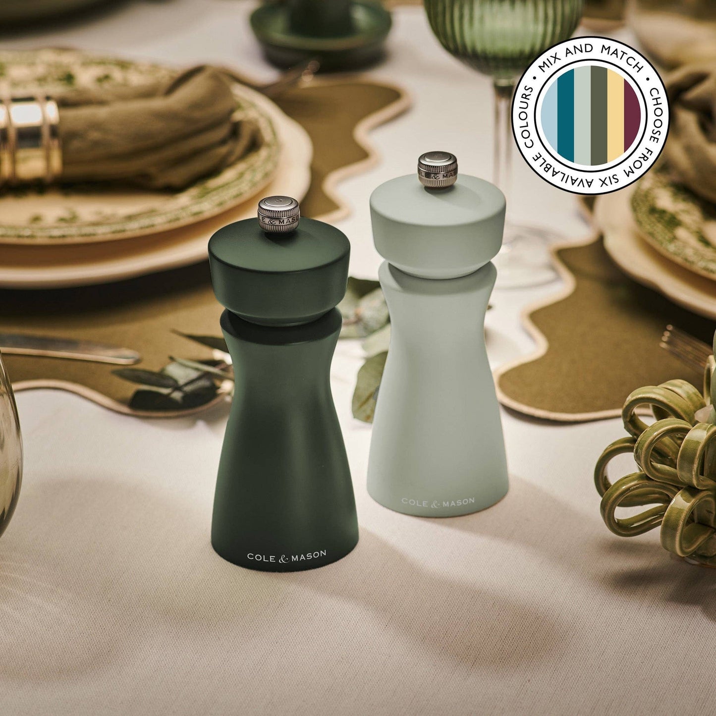 Cole & Mason Kenton Interchangeable Salt & Pepper Mill - Sage Kitchen Tools DKHB [Zyliss, Cole & Mason, Swissmar, AdHoc, Ken Hom]