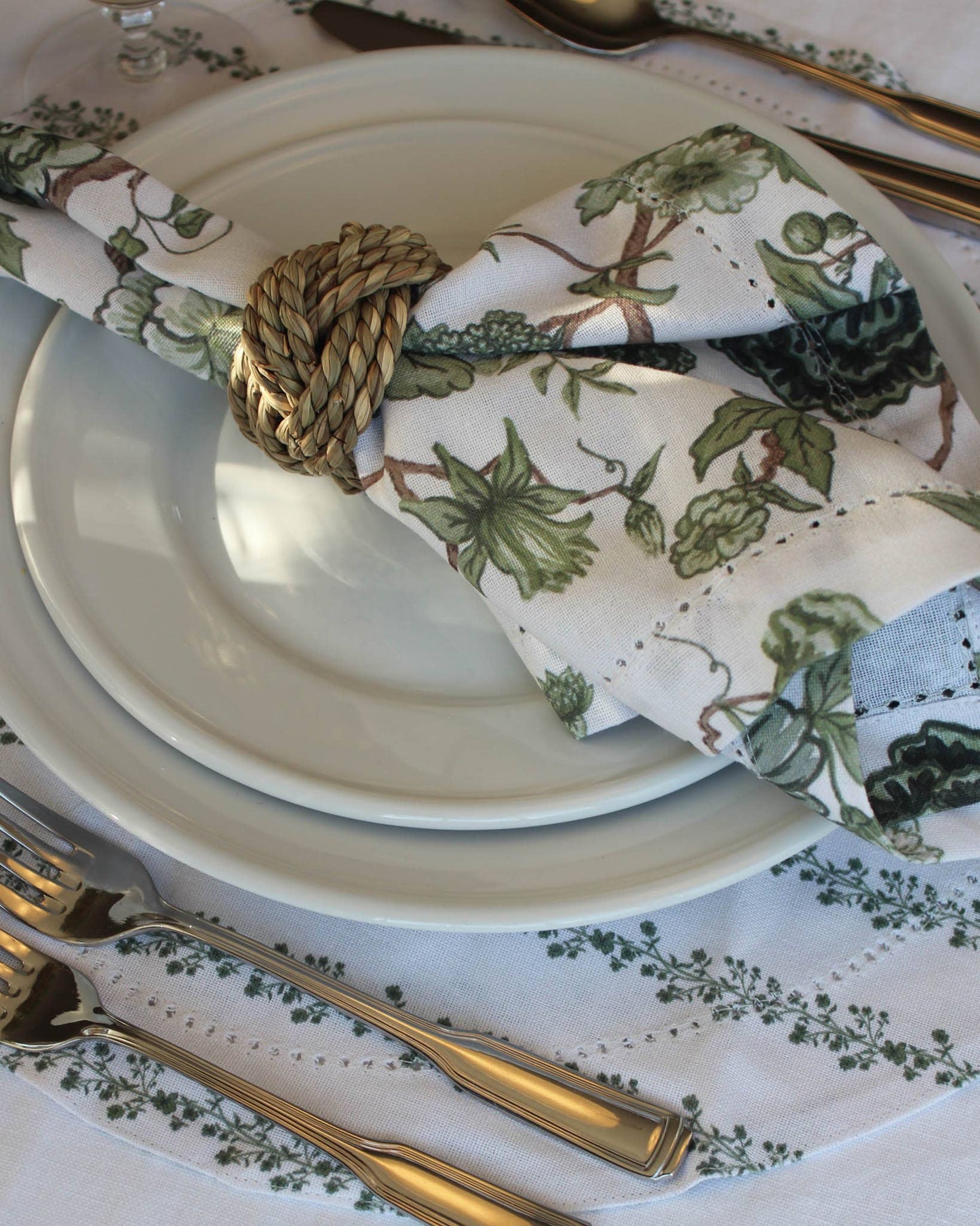 Florence Floral Napkins Set of Four: Fern Linens and placemats Willamere