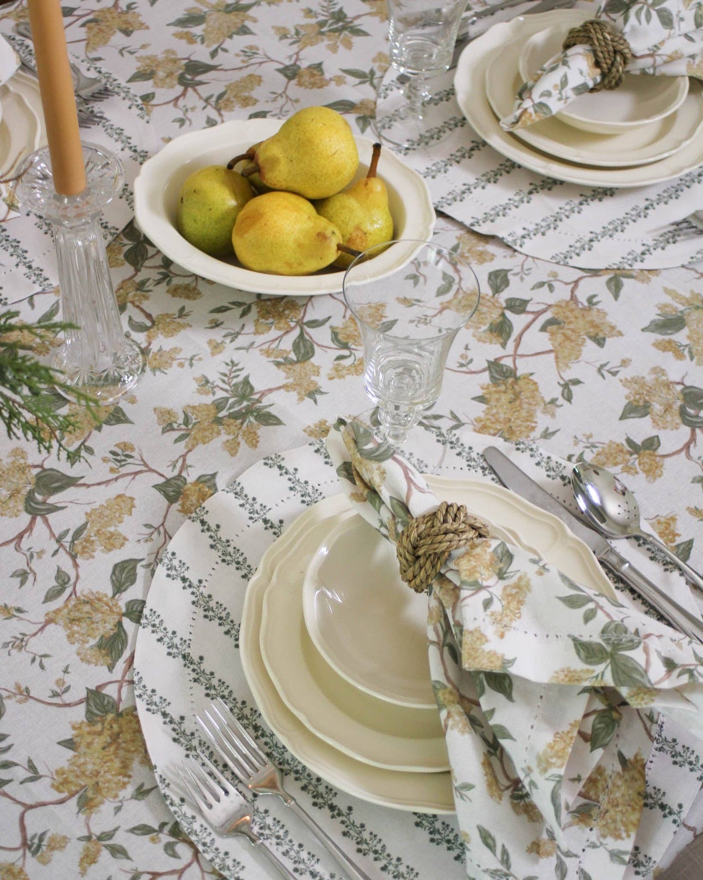 Hyacinth Floral Dinner Napkin Set of Four: Marigold Linens and placemats Willamere