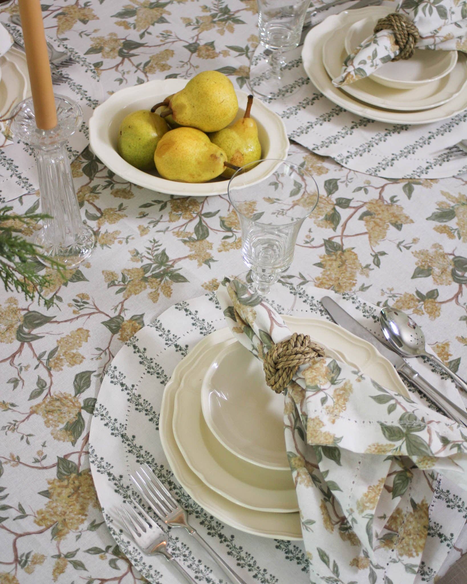 Hyacinth Floral Dinner Napkin Set of Four: Marigold Linens and placemats Willamere