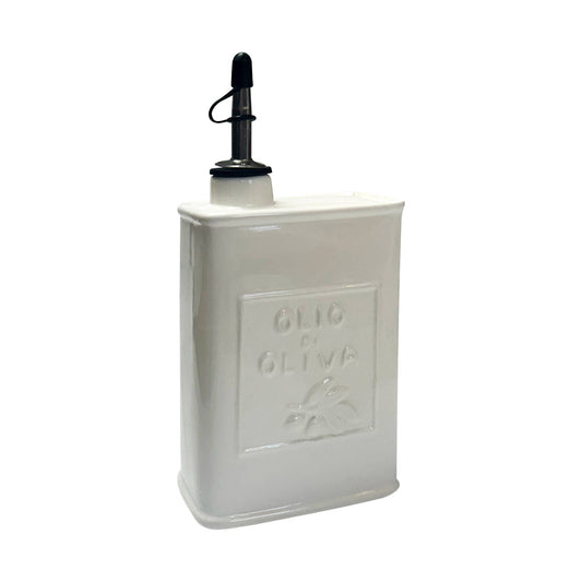 White Ceramic Olive Oil Dispenser Can, 17 oz Kitchen Tools Fox Run Brands