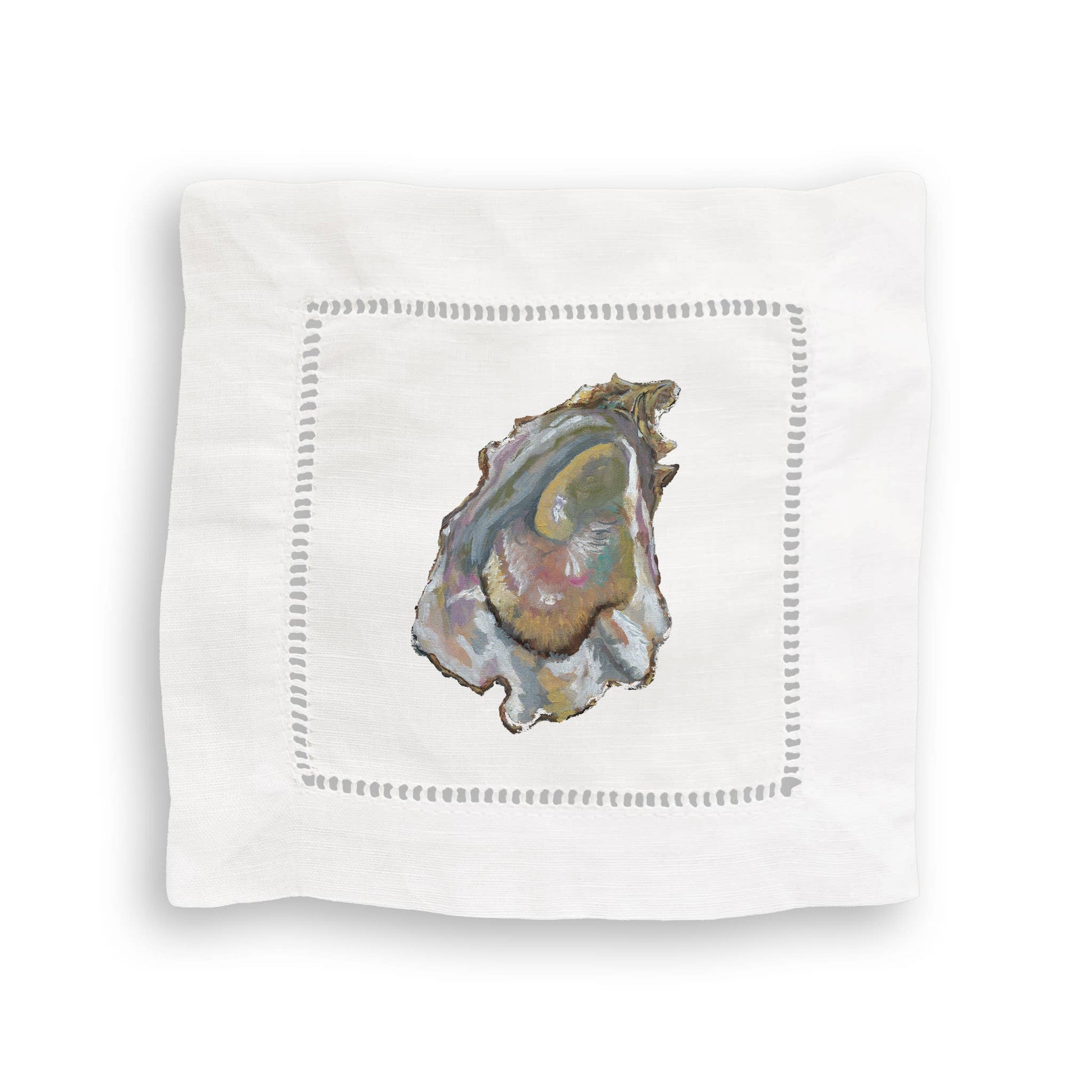 Mixed Oysters Linen Cocktail Napkin Set of 4 Napkins French Graffiti