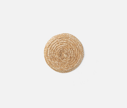 MILA Round Natural Straw Coasters - Boxed Set of 4