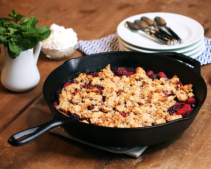 Berry Cobbler cooked and served in the 12-In Cast Iron Skillet.