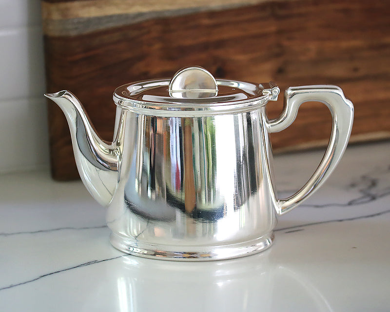 HÔTEL Silver Teapot with a Half Moon Finial. Gorgeous Art Deco Style.