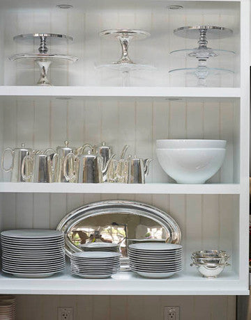 Kitchen shelves full of Ina Garten’s favorite vintage HÔTEL Silver products