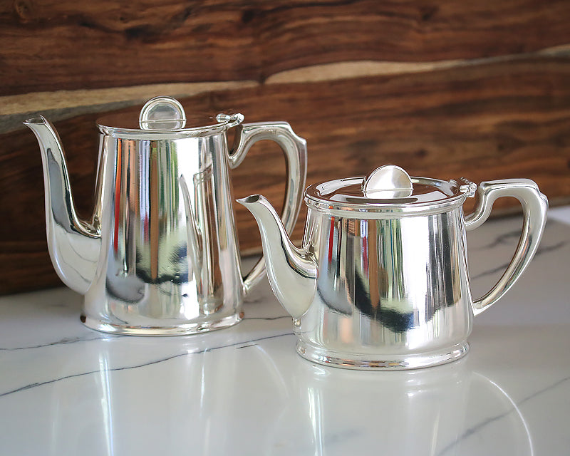 Vintage HÔTEL Silver Tea & Coffee Pots were made for the British Ministry of Defense and used in their officers' messes.
