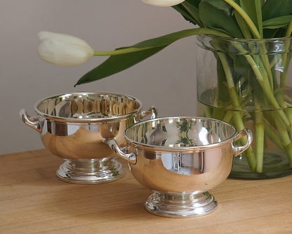 HOTEL Footed Silver Bowl With Handles