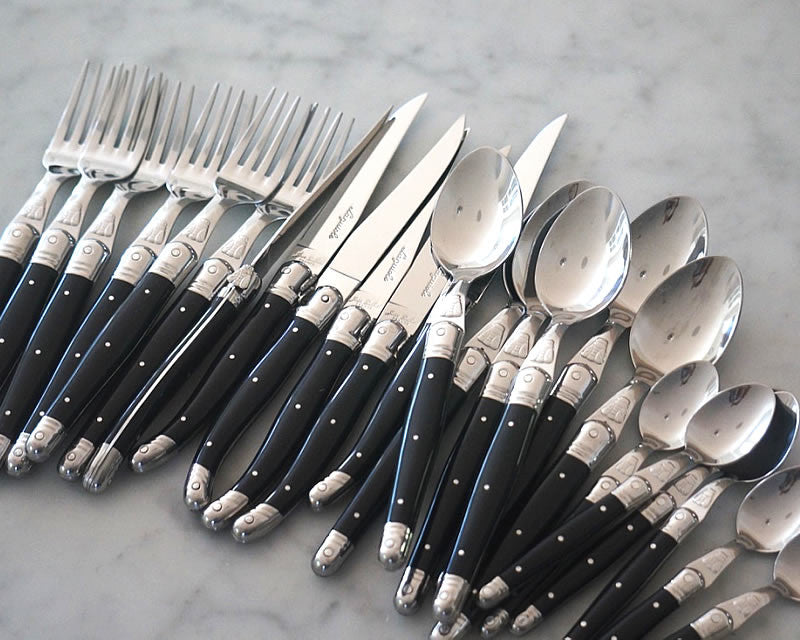 24 pc Laguiole flatware set of knives, forks, and spoons