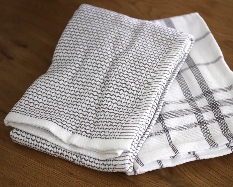 Set of 3 Assorted Gray & White Dish Towel, 30